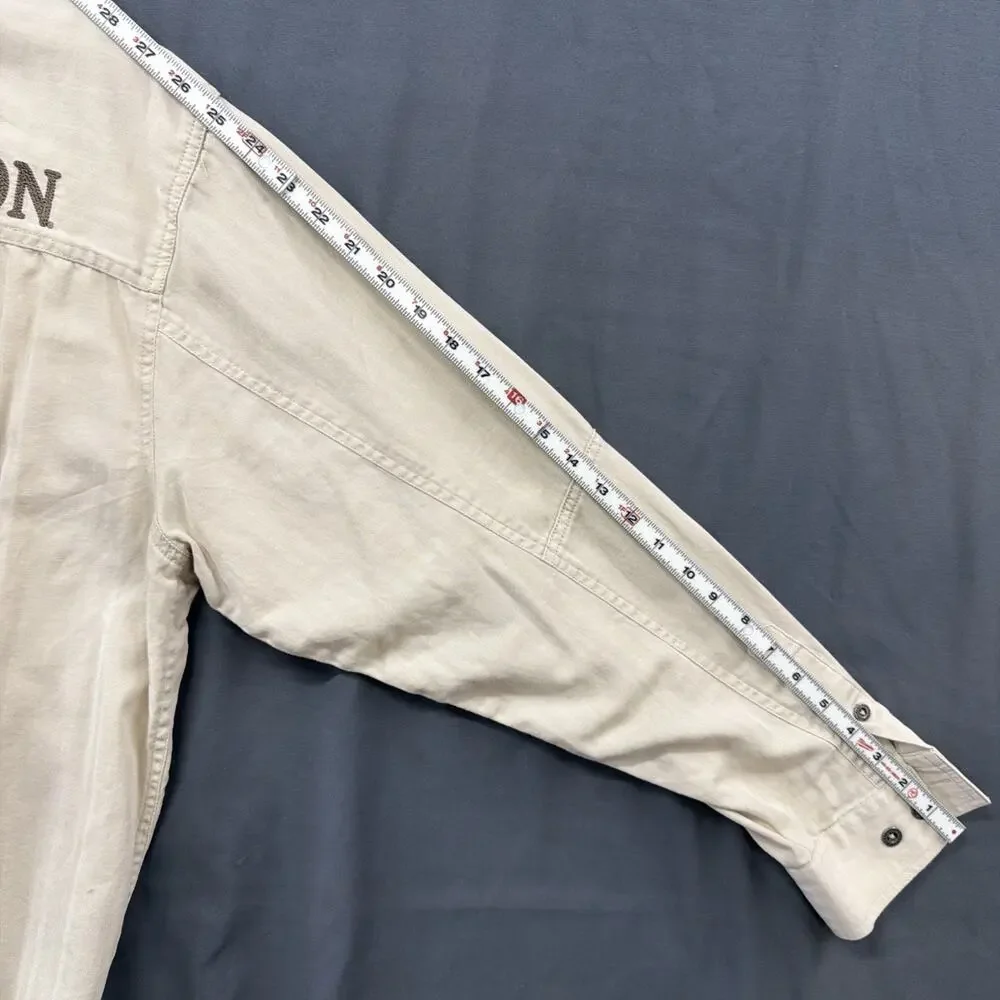 Harley Davidson Long Sleeve Button Up XL Men’s Beige Shirt HD Embroidered